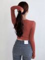 DAZY Women's Slim Fit Long-sleeved Crop Top