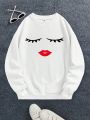 Teen Girls' Casual Printed Long Sleeve Round Neck Sweatshirt Suitable For Autumn And Winter