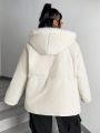 SHEIN Coolane Plus Size Women's Hooded Jacket With Drawstring Waist