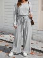 SHEIN LUNE Plus Size Women's Overall Jumpsuit With Belt And Strap Design