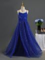 Girls' Beaded Embroidery Slit Halter Evening Dress, Suitable For Performance, Wedding, Evening Party, Birthday Party
