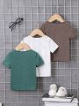 3pcs Baby Girl Casual Letter Print Round Neck Short Sleeve T-Shirt Set