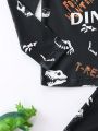 Tween Boy Dinosaur Skeleton & Letter Graphic Tee & Pants PJ Set