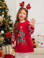 SHEIN Girls 1pc Christmas Print Sweatshirt Dress