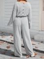 SHEIN LUNE Plus Size Women's Overall Jumpsuit With Belt And Strap Design