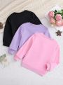 Young Girl 3pcs Letter Graphic Thermal Lined Sweatshirt