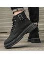 Men's Outdoor Comfortable Motorcycle Shoes Round Toe Lace-up Casual Work Boots