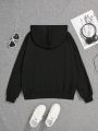 Teen Girls' Character & Letter Printed Hooded Fleece Sweatshirt
