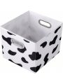 2Pcs Storage Cubes Set Cow Print Large Cotton Linen Storage Bins Boxes Baskets with Handles Foldable Closet Shelf Organizer Container for Home Office