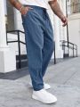 Loose-Fitting Men's Plus Size Solid Color Drawstring Waist Pants