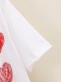 Women's Heart Printed Short Sleeve T-shirt