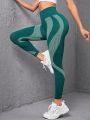 Women's Striped Contrast Color Athletic Leggings