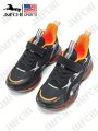 JMFCHI Kids Running Shoes Lightweight Breathable Boys and Girls Athletic Shoes Black and Orange for Little Kids/Toddler