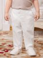 SHEIN Infant Boys' Elastic Waist Decorative Button Casual Jogger Pants