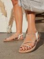 Women'S Rhinestone Decor Flat Sandals