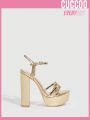 Cuccoo Everyday Collection Woman Shoes  Valentine Day Gold High Heels Ankle Strap Platform Sandals