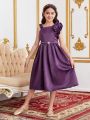 SHEIN Kids CHARMNG Tween Girl's Elegant & Gorgeous Long Dress For Parties