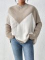 SHEIN Frenchy Color Blocked Batwing Sleeve Sweater
