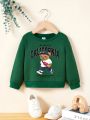 Baby Boy Casual Cartoon Pattern Long-Sleeved Round Neck Sweatshirt Suitable For Autumn And Winter