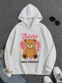 Boys' Hooded Sweatshirt With Letter & Bear Print, Youth