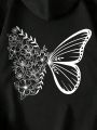 Big Girl's Butterfly Pattern Hooded Sweatshirt