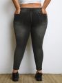 SHEIN CURVE+ Plus Size Stretchy Casual Skinny Jeans