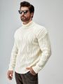 Manfinity Men Turtleneck Textured Knit Drop Shoulder Sweater