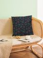 Maryam Alam Purple & Turquoise Butterfly Silhouette Loop Pattern Printed Double-side Flannel Pillowcase, Suitable For Daily Home Decoration Sofa Cushion, Car Cushion Replacement Pillow Case