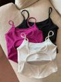 Teenage Girls' 3pcs/Set Backless Wrapped Chest Bandeau Bra Camisole Vest With Fixed Cups For Summer