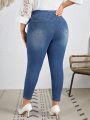 EMERY ROSE Plus Size Tight-Fitting Elastic Comfortable Mid-Waist Simple Fashion Jeans