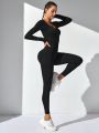 SHEIN Dance Studio Black Seamless Backless Sports Jumpsuit