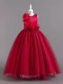 Tween Girls' Tulle Flower Decor Party Casual Puffy Princess Dress