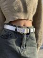 DAZY Silver PU Leather Buckle Belt
