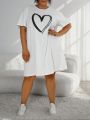 SHEIN CURVE+ Plus Size Heart Printed Homewear Dress
