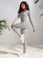 Yoga Basic Women's Solid Color Sportswear Set
