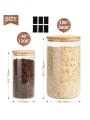 2-pack Glass Food Storage Containers with Bamboo Lid Airtight Clear Glass Food Canister for Rice, Sugar, Flour, Pasta, Cereal, Beans, Nuts 1 Gallon & 40 oz