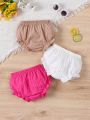 Baby Girl Summer Pack Of 3 Woven Jacquard Flower Bud Shorts
