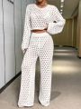 SHEIN ICON Knitted Drop Shoulder Short Sweater And Pants Set