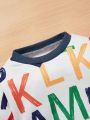 Spring Baby Boys' Cute Casual Sports Sweatshirt With Fun Letter Pattern