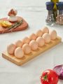 SHEIN Basic living 1Pc Bamboo Wooden Storage Box Egg Holder Kitchen Eggs Storage Basket Kitchen Wood Eggs Display Tray,Or Countertop,For Egg,Usable In Kitchen Refrigerator, Or Countertop For Display Or Storage,Natural Material