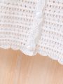 Teen Girls' Solid Color Hollow Out Knitted Cardigan