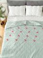 Cherry Pattern Embroidery Quilted Bedspread