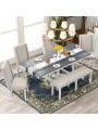 Nestfair Gray 6-Piece Dining Table with 4-Chairs and 1-Bench