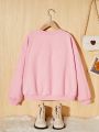 SHEIN Tween Girl Bow Front Sequin Decor Pullover