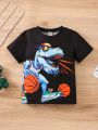 SHEIN Kids KDOMO Young Boys' Cartoon Dinosaur Print T-Shirt