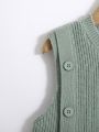 SHEIN Young Boy Asymmetrical Hem Sweater Vest With Button Decoration