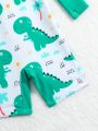 Baby Boy's Dinosaur Printed One-Piece Swimsuit With Cap