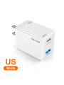 1pc White 33w Type C + 18w Usb A Qc3.0 Gan Square Grid Us Plug Charger For Laptop, Xiaomi & Huawei Mobile Phones
