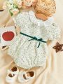 Baby Girl's Romantic Floral French Style Romper For Spring/Summer