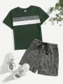 SHEIN Kids SPRTY Young Boy Casual & Sporty Color-Block Two Piece Outfit